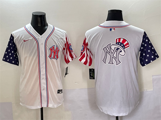Men's White New York Yankees Team Big Logo American Style Limited Stitched Baseball Jersey 002